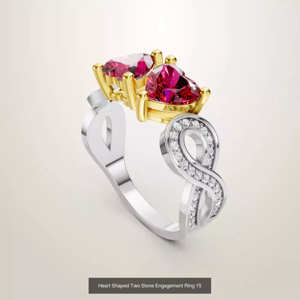 Heart Shaped Two Stone Engagement Ring 20 pieces 3D Model Collection_30
