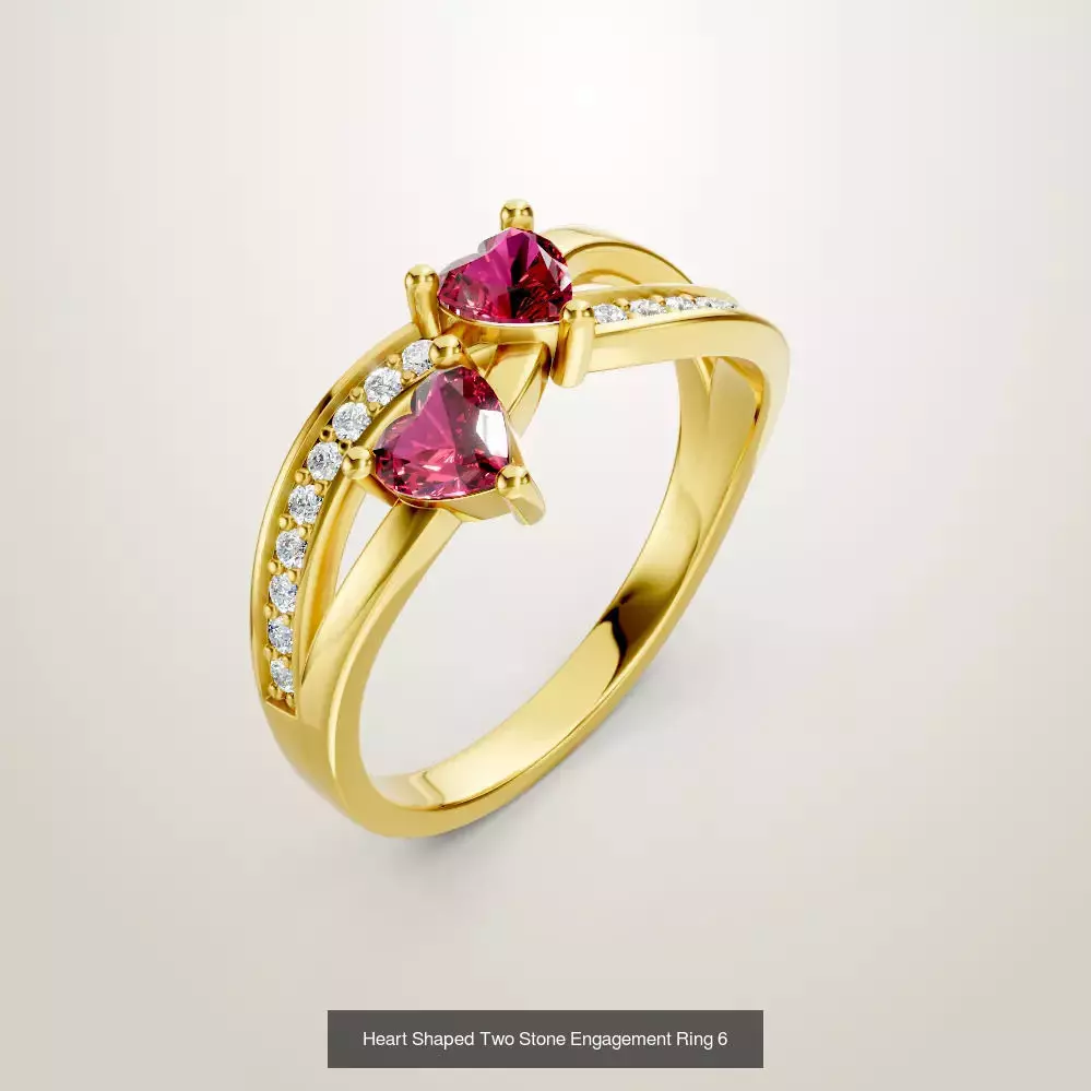 Heart Shaped Two Stone Engagement Ring 20 pieces 3D Model Collection_12
