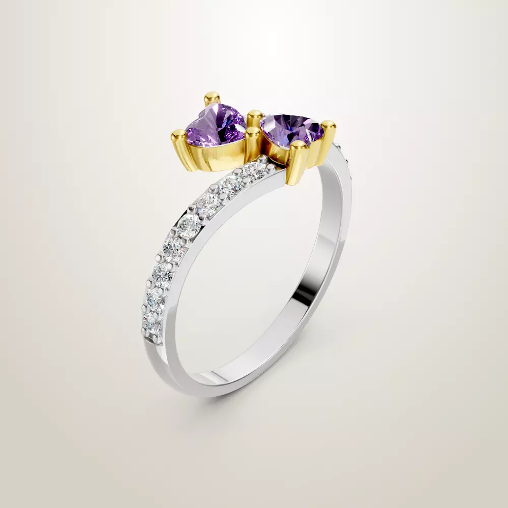 Heart Shaped Two Stone Engagement Ring 20 pieces 3D Model Collection_35