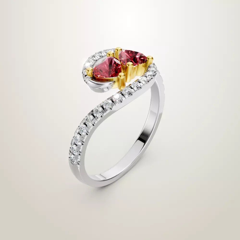 Heart Shaped Two Stone Engagement Ring 20 pieces 3D Model Collection_5