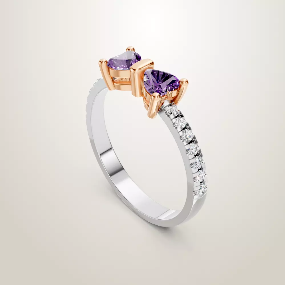 Heart Shaped Two Stone Engagement Ring 20 pieces 3D Model Collection_1