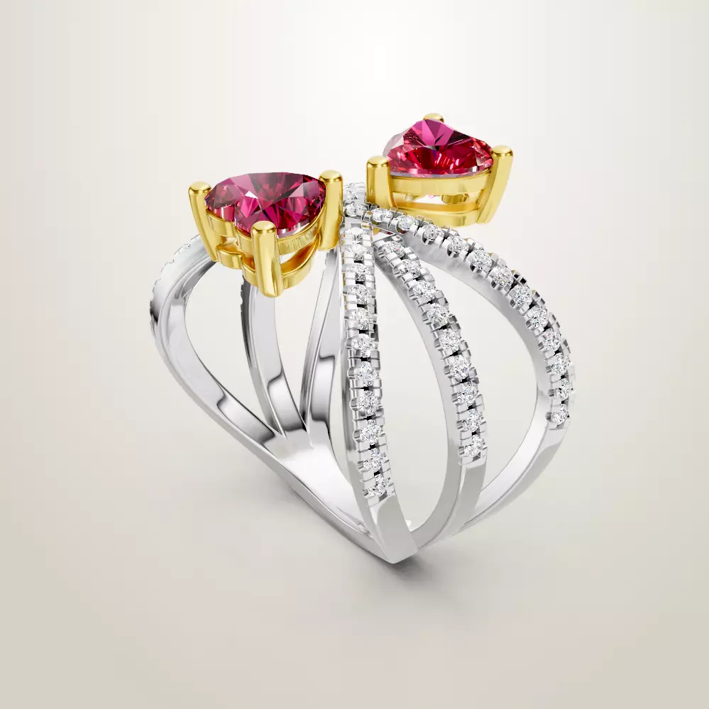 Heart Shaped Two Stone Engagement Ring 20 pieces 3D Model Collection_9