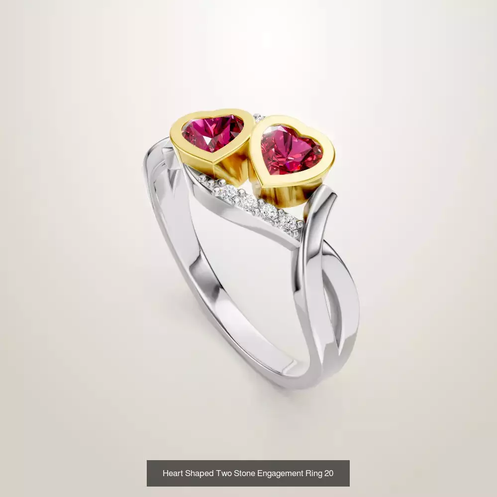 Heart Shaped Two Stone Engagement Ring 20 pieces 3D Model Collection_40