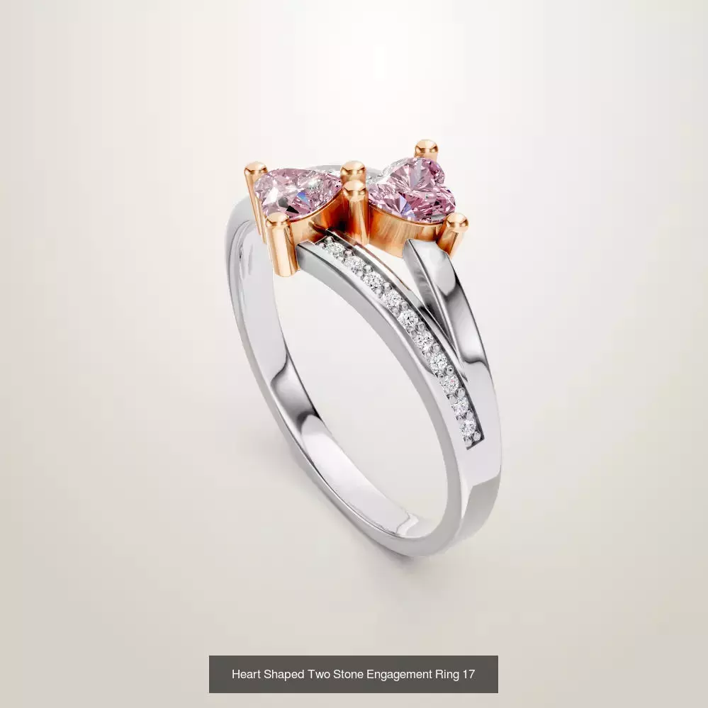 Heart Shaped Two Stone Engagement Ring 20 pieces 3D Model Collection_34