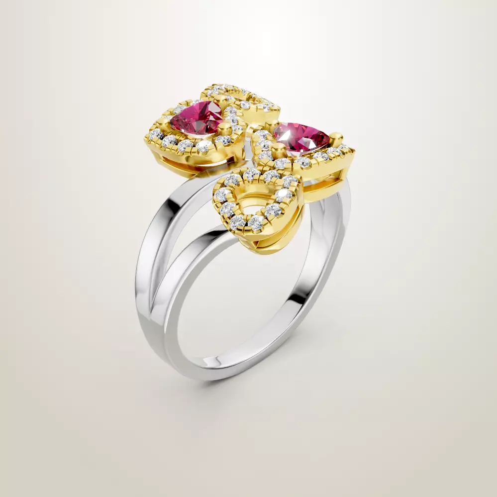 Heart Shaped Two Stone Engagement Ring 20 pieces 3D Model Collection_23