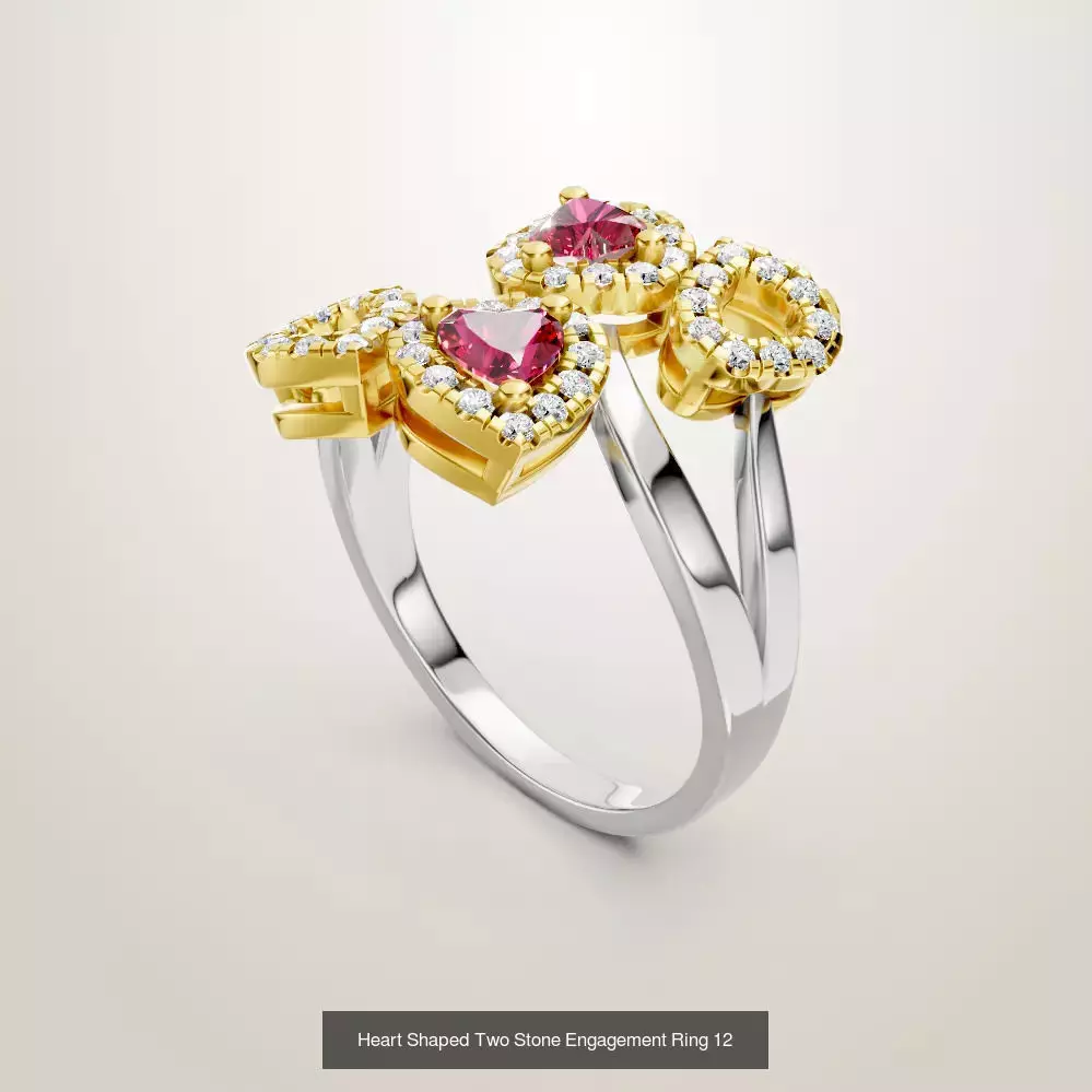 Heart Shaped Two Stone Engagement Ring 20 pieces 3D Model Collection_24