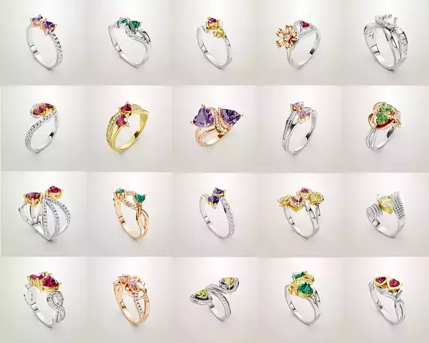 Heart Shaped Two Stone Engagement Ring 20 pieces