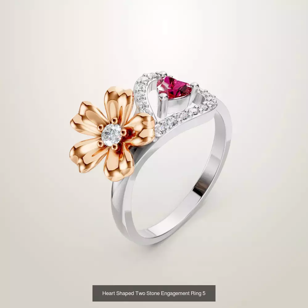 Heart Shaped Two Stone Engagement Ring 20 pieces 3D Model Collection_10