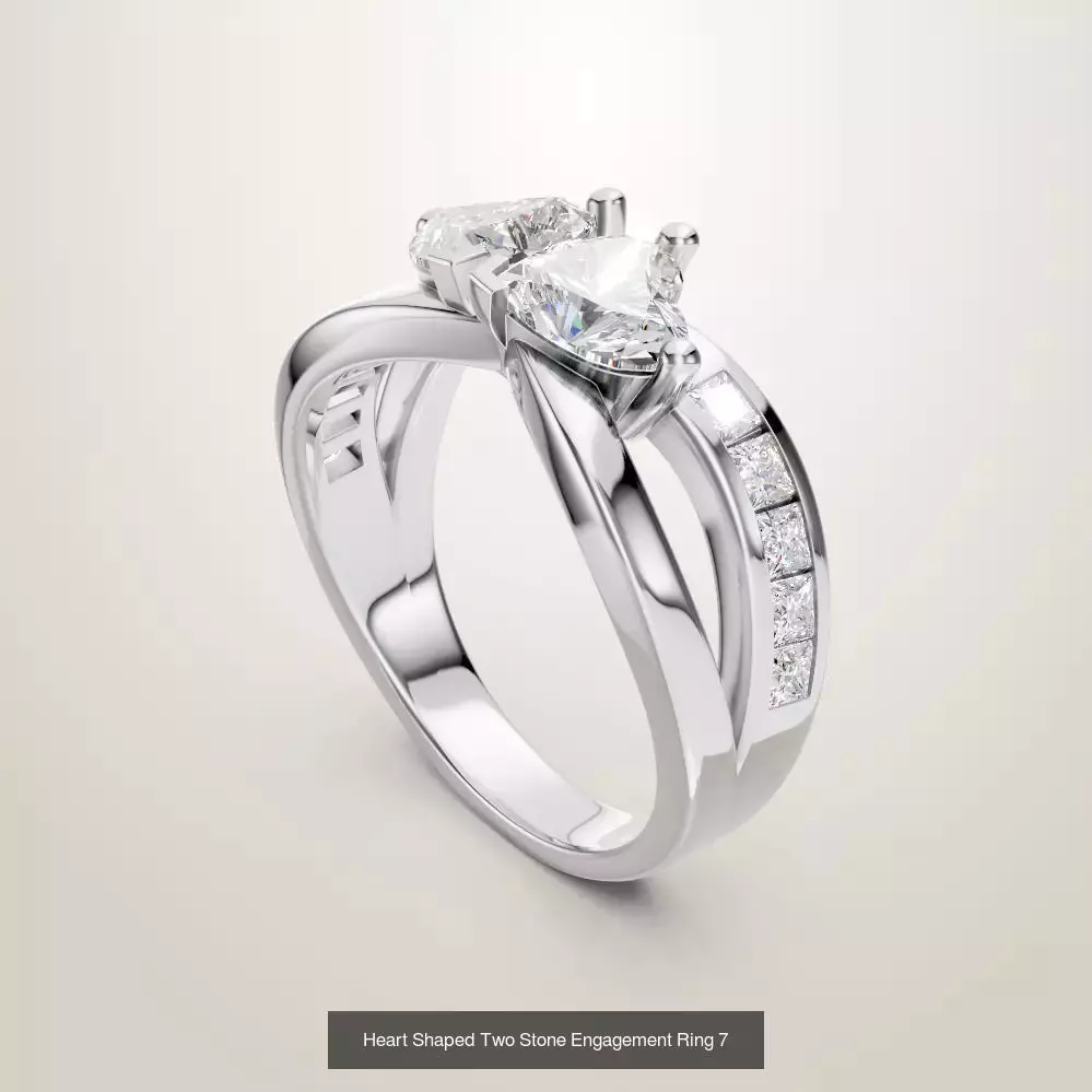 Heart Shaped Two Stone Engagement Ring 20 pieces 3D Model Collection_14