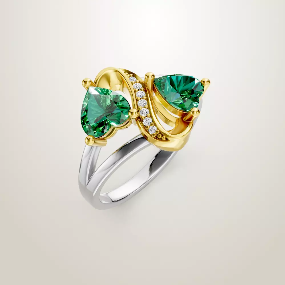 Heart Shaped Two Stone Engagement Ring 20 pieces 3D Model Collection_13