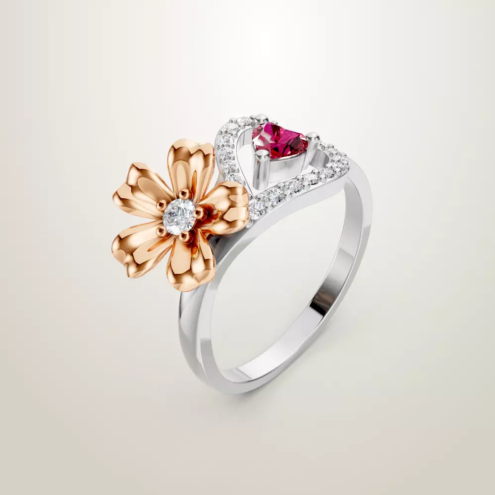 Heart Shaped Two Stone Engagement Ring 20 pieces 3D Model Collection_7