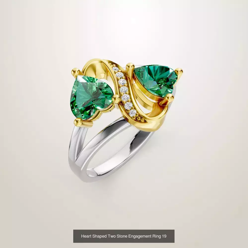 Heart Shaped Two Stone Engagement Ring 20 pieces 3D Model Collection_38