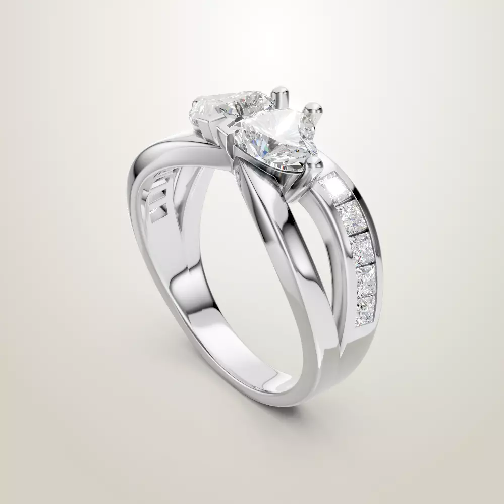Heart Shaped Two Stone Engagement Ring 20 pieces 3D Model Collection_31