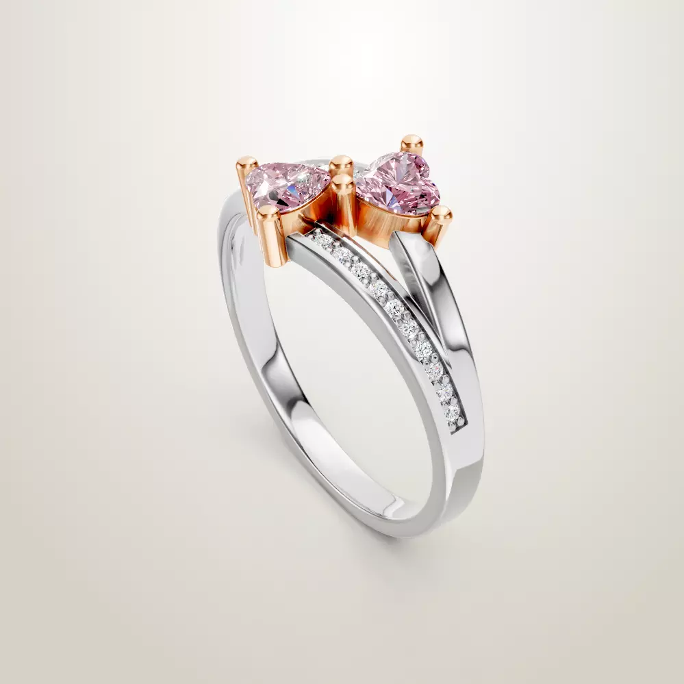 Heart Shaped Two Stone Engagement Ring 20 pieces 3D Model Collection_17