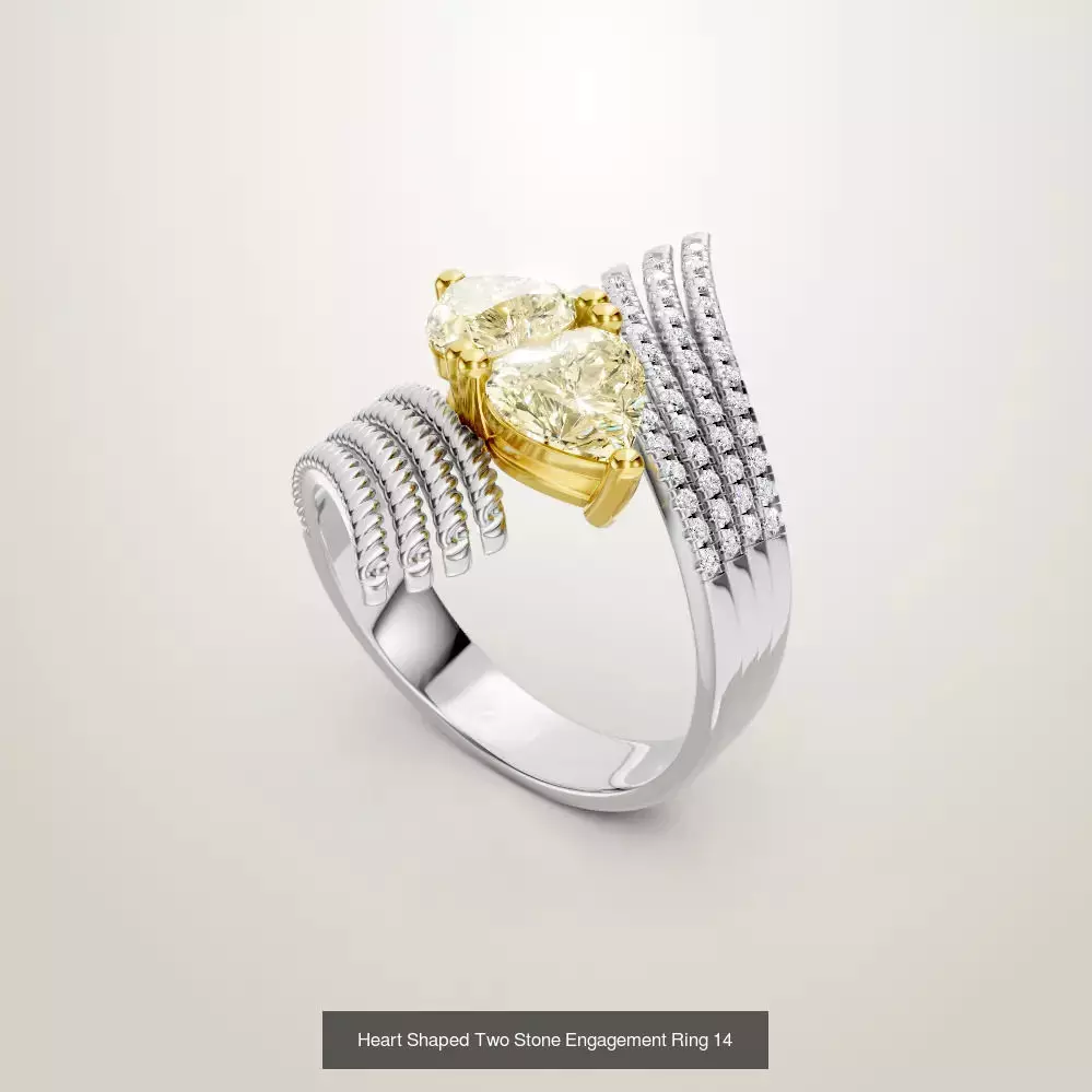 Heart Shaped Two Stone Engagement Ring 20 pieces 3D Model Collection_28