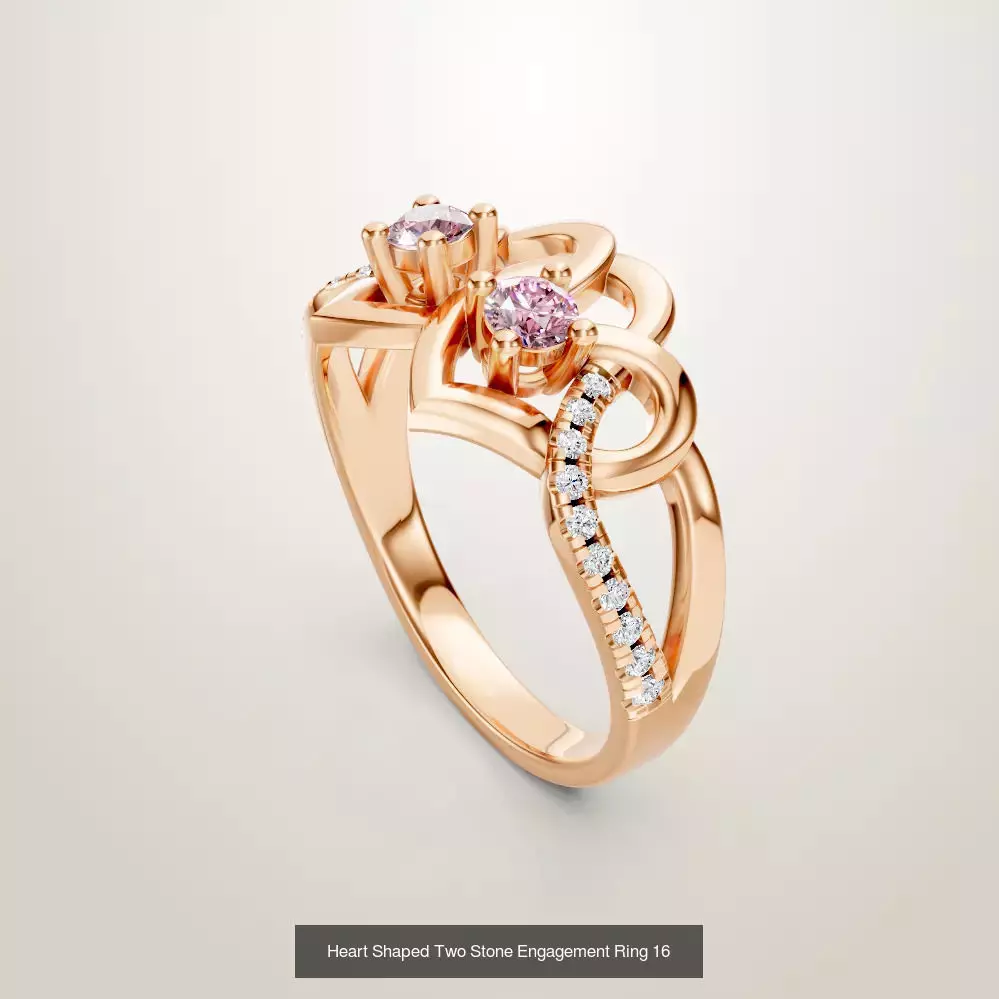 Heart Shaped Two Stone Engagement Ring 20 pieces 3D Model Collection_32