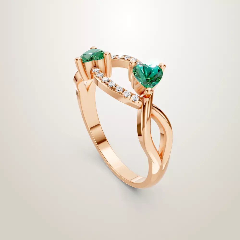 Heart Shaped Two Stone Engagement Ring 20 pieces 3D Model Collection_33