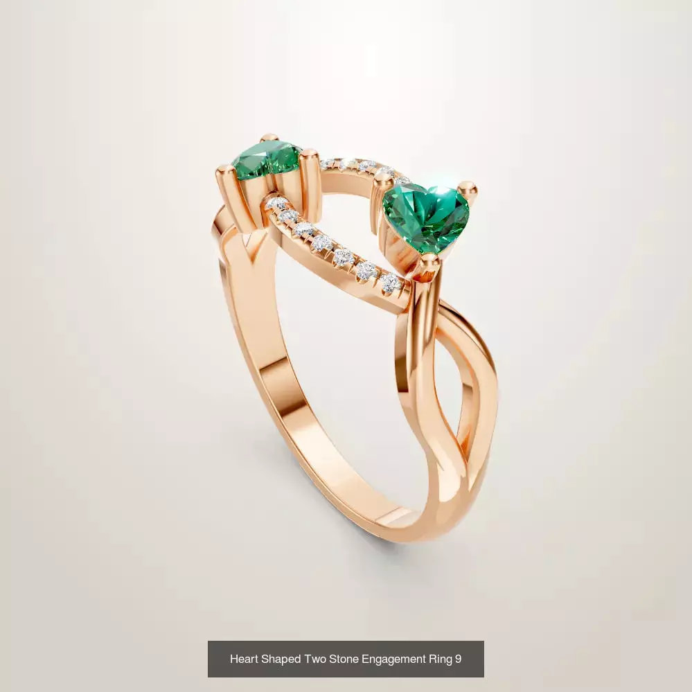 Heart Shaped Two Stone Engagement Ring 20 pieces 3D Model Collection_18