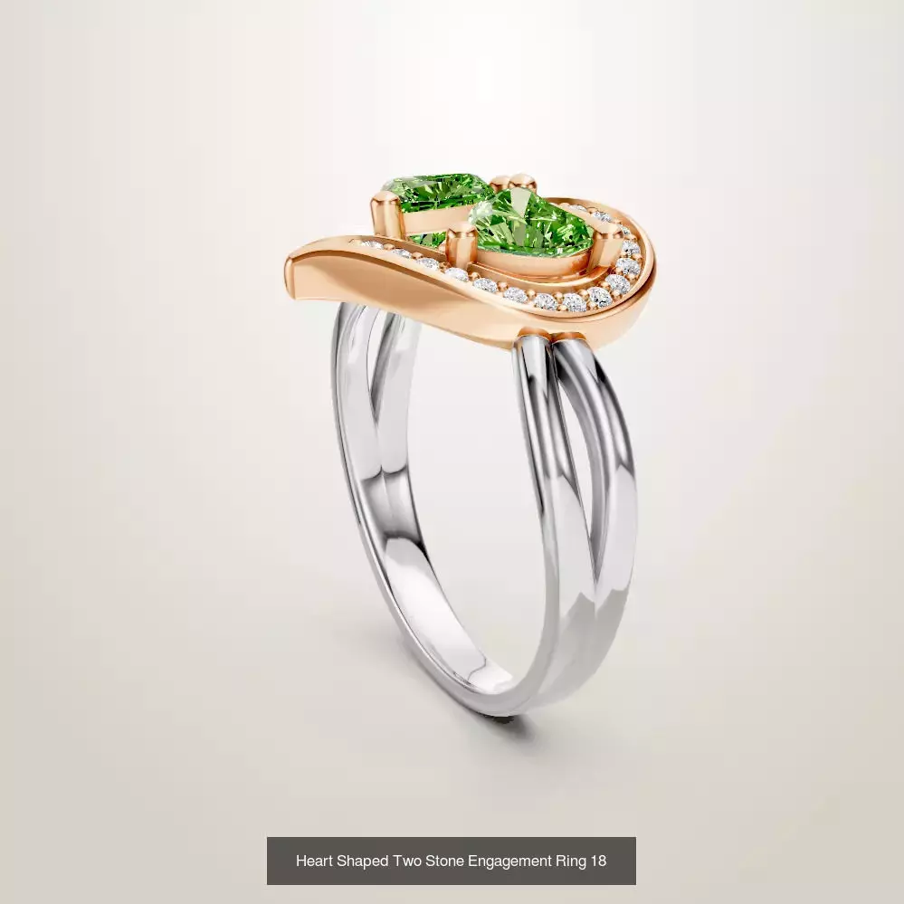 Heart Shaped Two Stone Engagement Ring 20 pieces 3D Model Collection_36