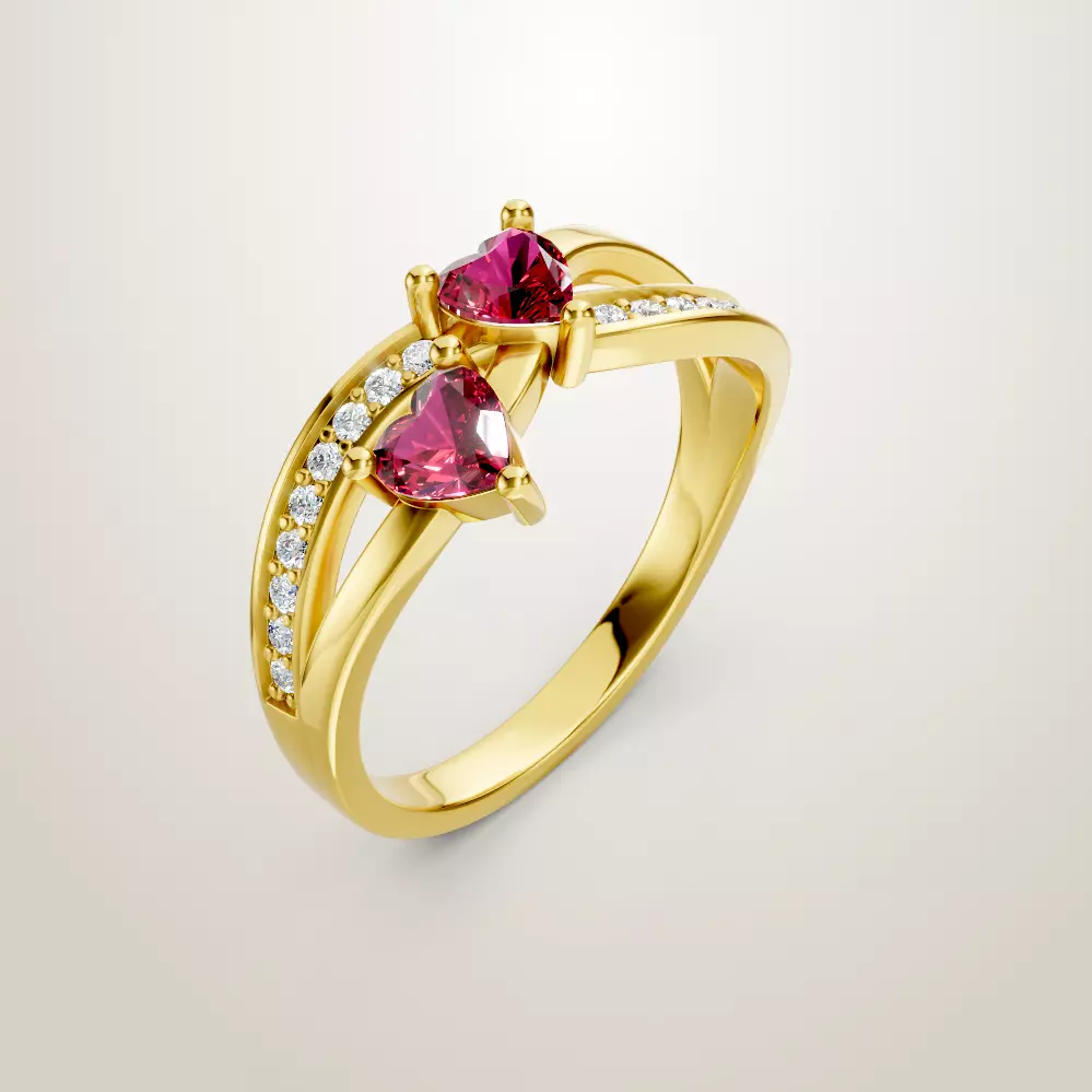 Heart Shaped Two Stone Engagement Ring 20 pieces 3D Model Collection_21