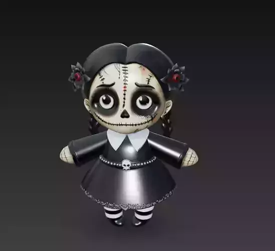 Gothic Doll Girl - Stylized Halloween 3D Character Model 3D print model