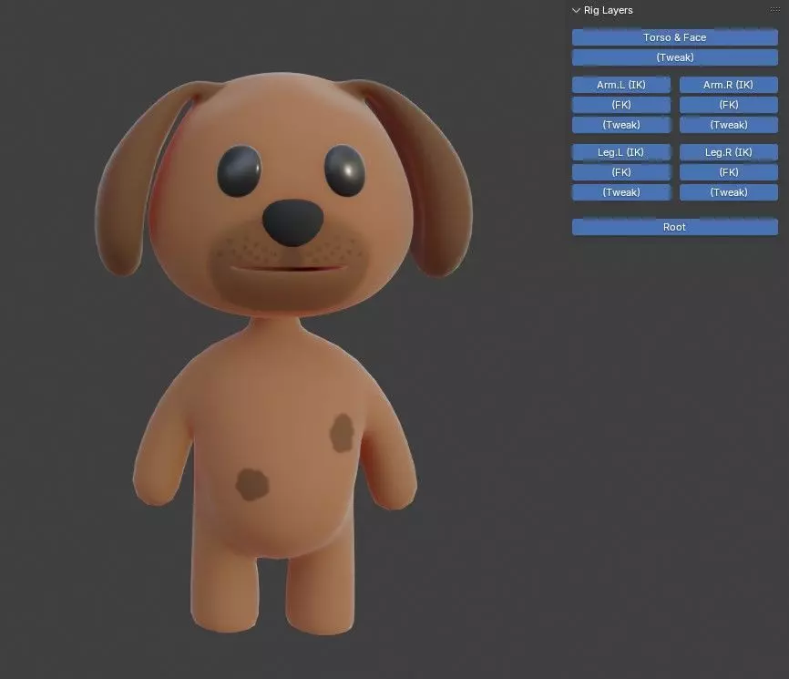 Cartoon Dog 3D Blender Rig 3D model_2
