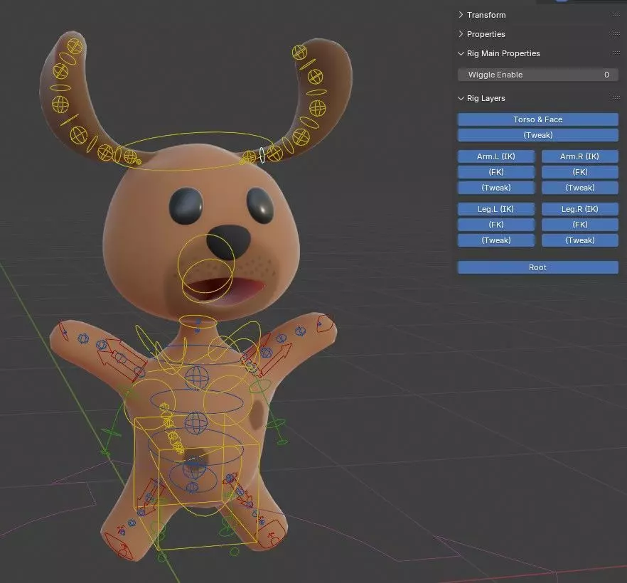 Cartoon Dog 3D Blender Rig 3D model_1