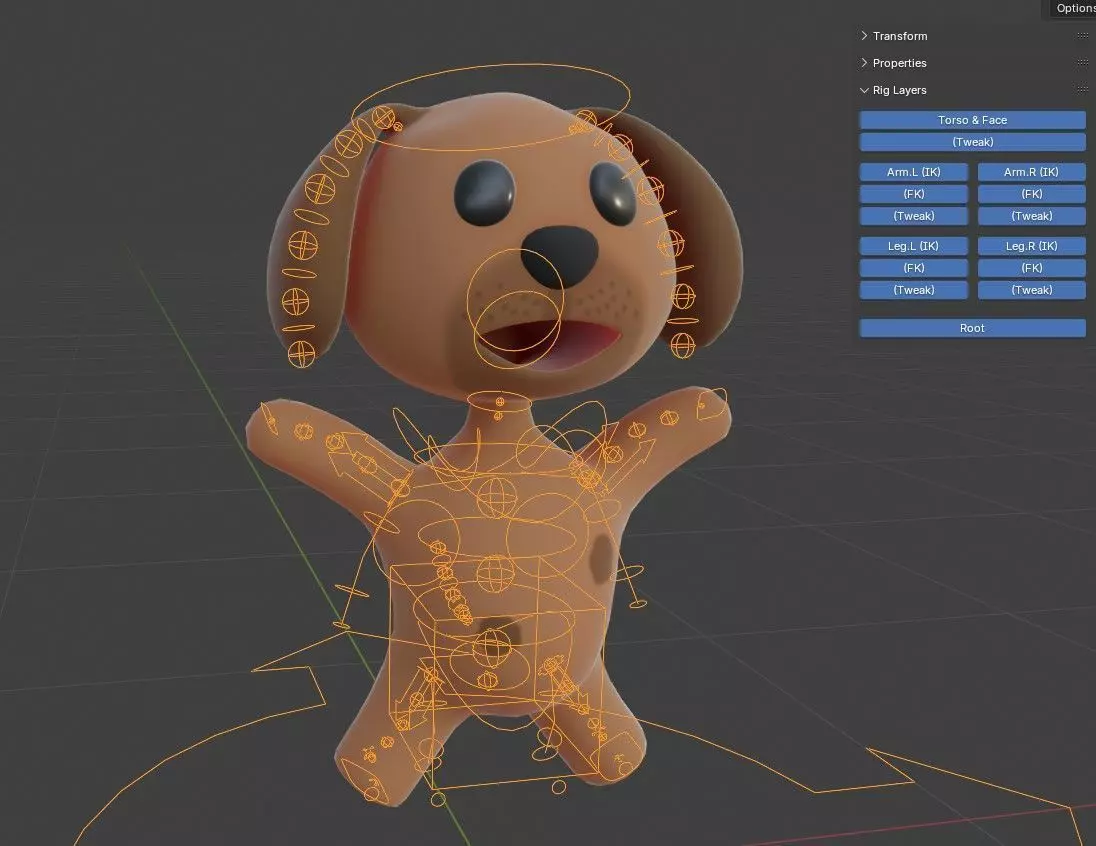 Cartoon Dog 3D Blender Rig 3D model_3