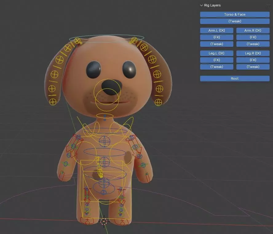Cartoon Dog 3D Blender Rig 3D model_0