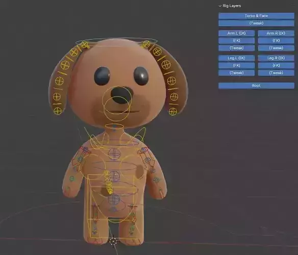 Cartoon Dog 3D Blender Rig