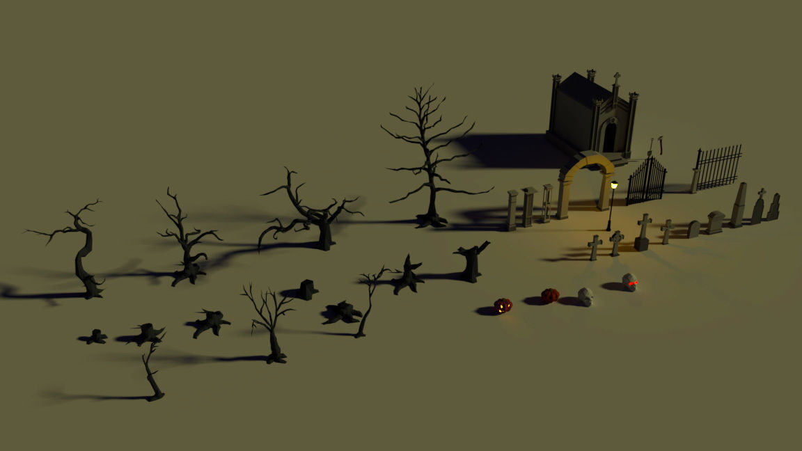 The Ultimate Graveyard Game Pack Low-poly 3D model_3