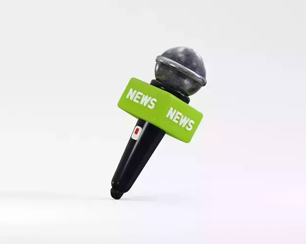 Cartoon News Microphone Low-poly 3D model