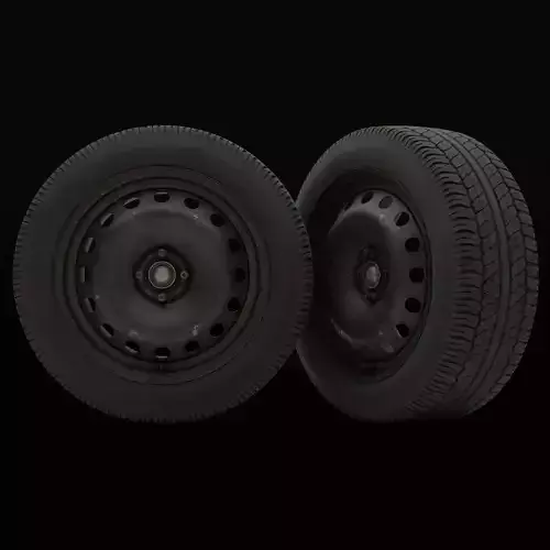 Car steel wheels with LODs Low-poly 3D model 4