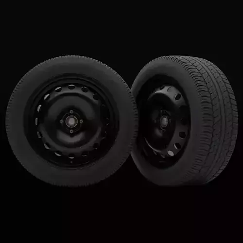 Car steel wheels with LODs Low-poly 3D model 5
