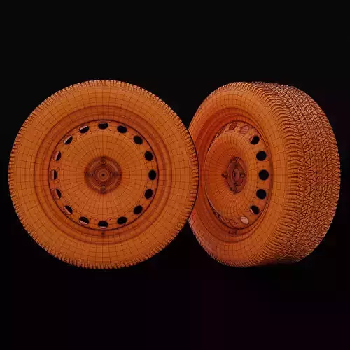 Car steel wheels with LODs Low-poly 3D model 6