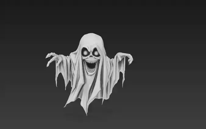 Stylized Ghost Sculpture - Spooky Halloween 3D Model 3D print model