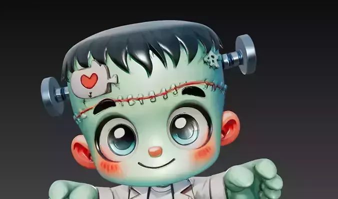 Stylized Baby Frankenstein - Halloween Cute Monster 3D Model 3D print model