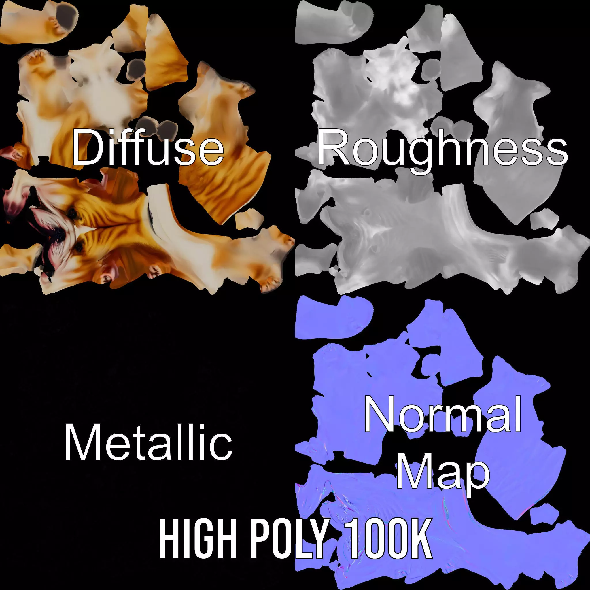 Charming Bulldog model pack Low-poly 3D model_3