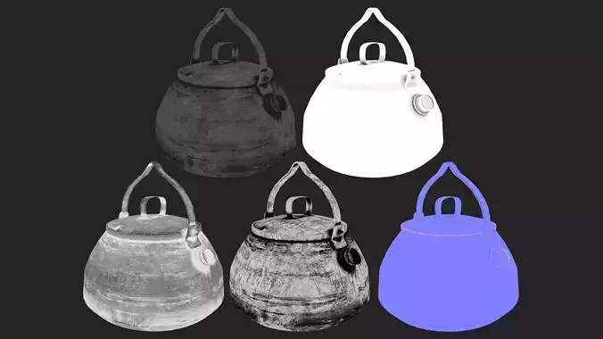Kettle Low-poly 3D model 7