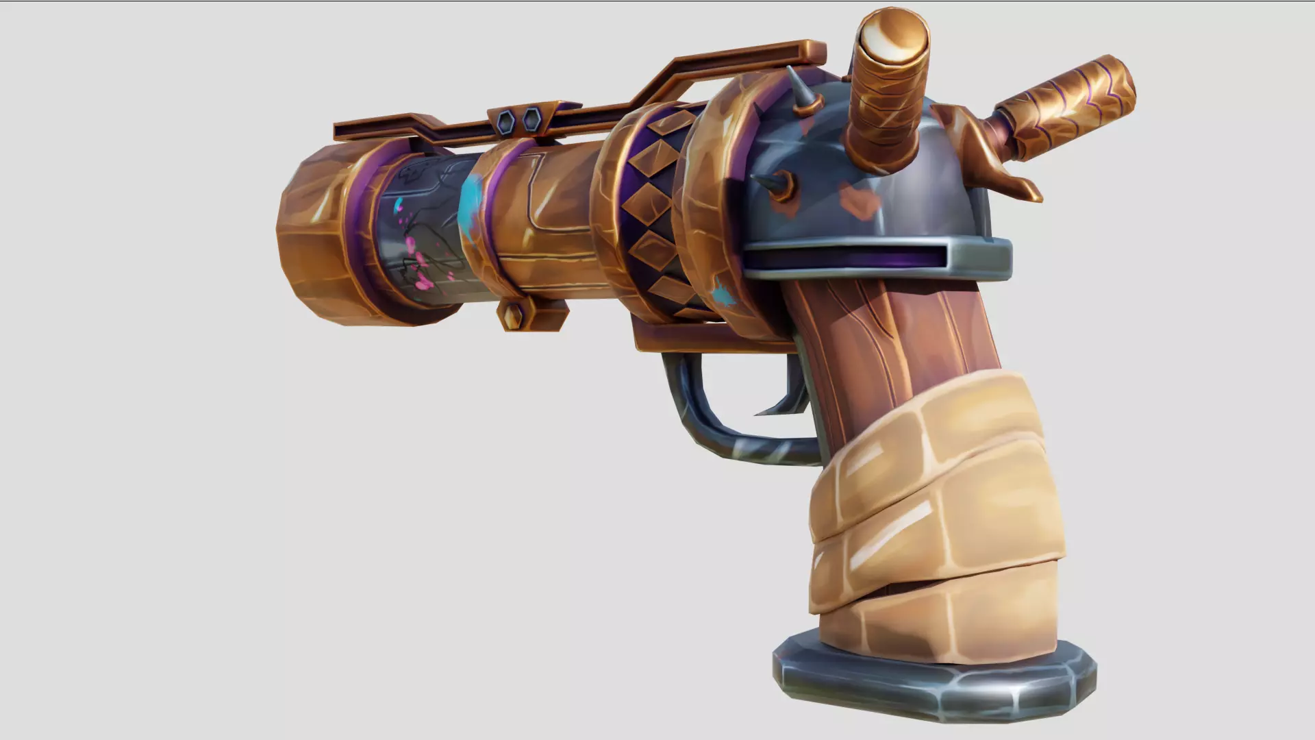 Stylized Fantasy Gun Arcane Inspired Pistol Low-poly 3D model_4