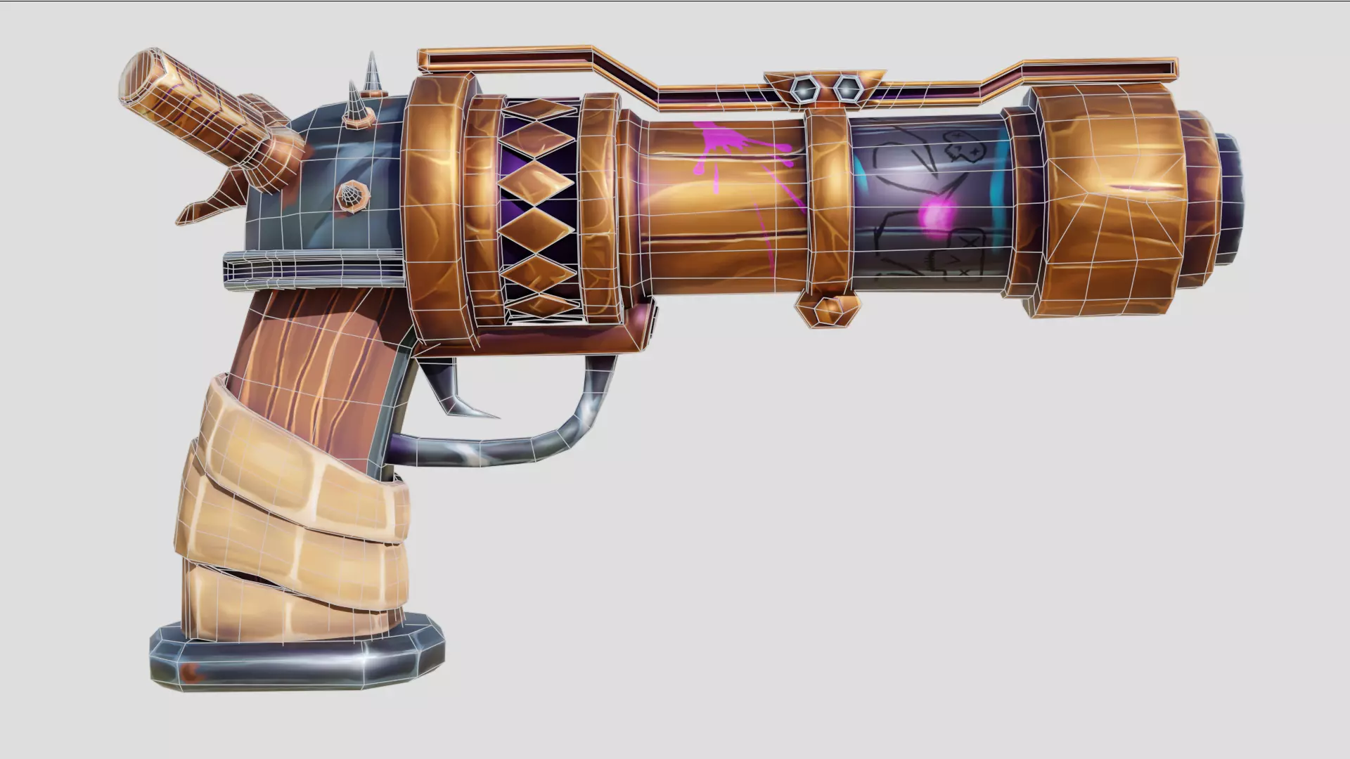 Stylized Fantasy Gun Arcane Inspired Pistol Low-poly 3D model_2