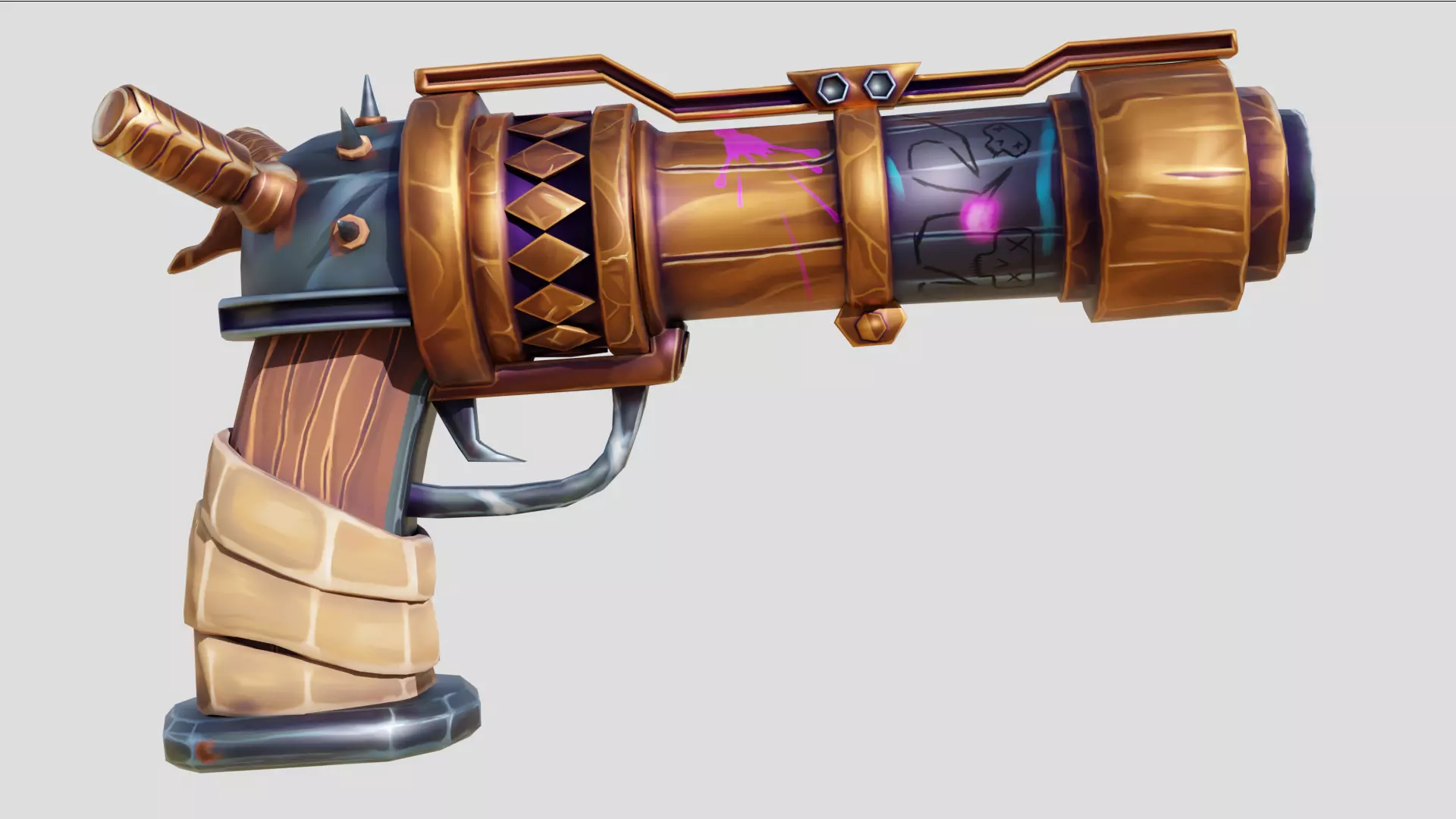 Stylized Fantasy Gun Arcane Inspired Pistol Low-poly 3D model_5