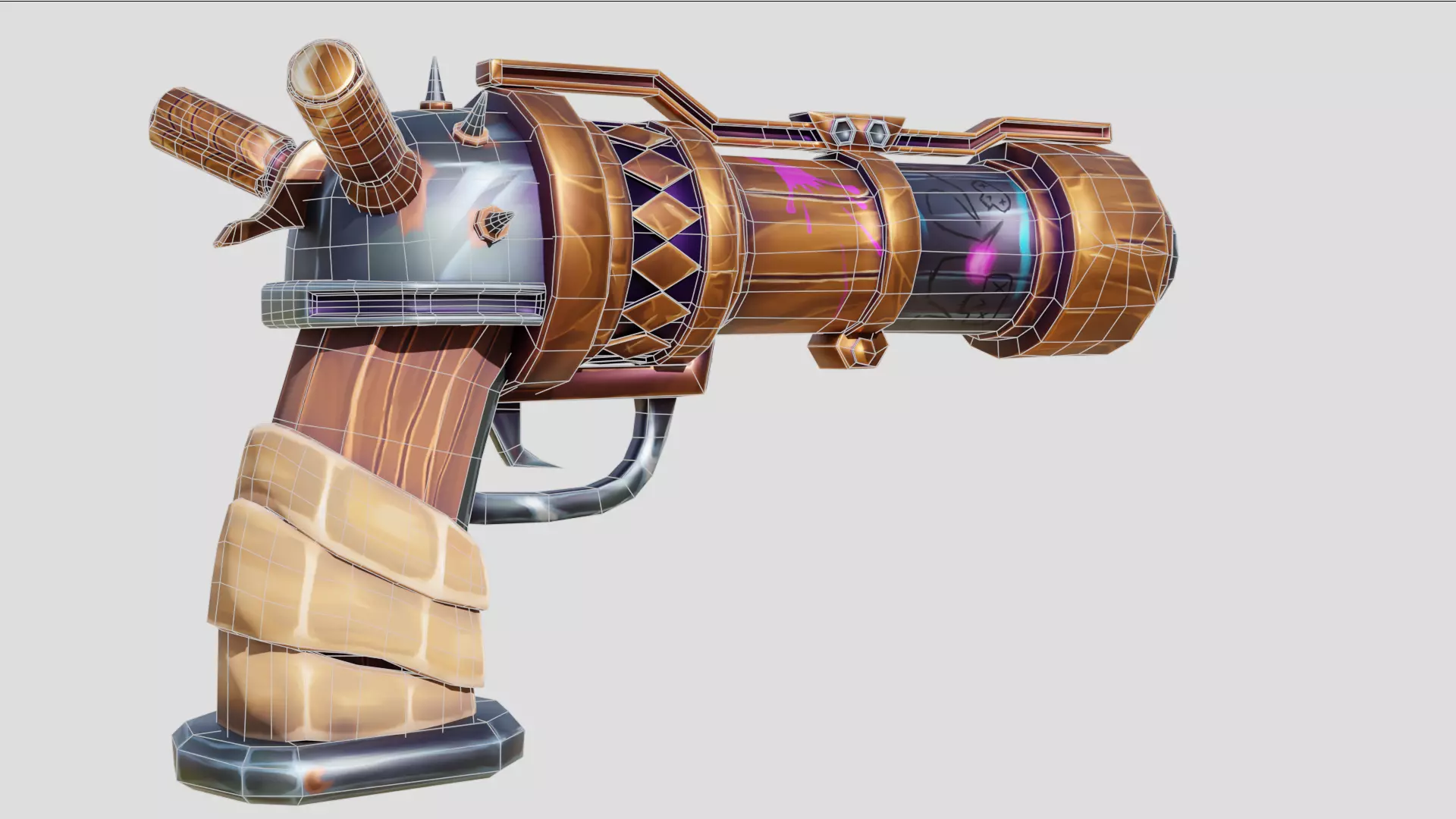 Stylized Fantasy Gun Arcane Inspired Pistol Low-poly 3D model_3