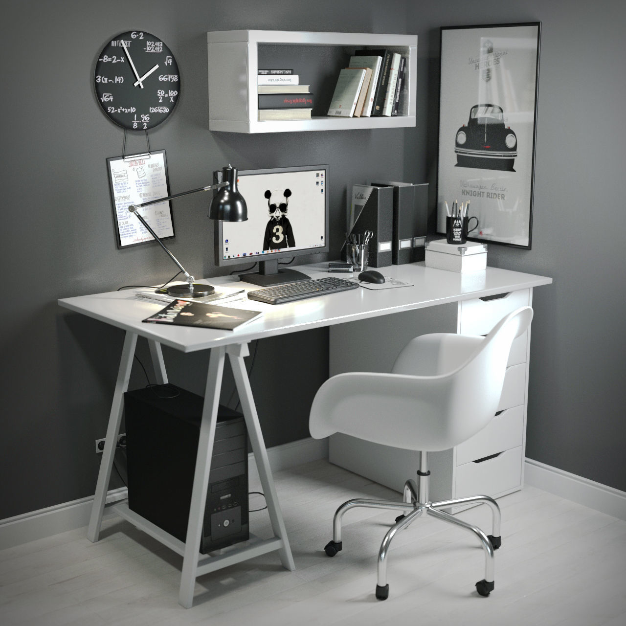 Work Desk Scandinavian 3D model