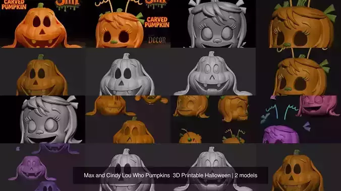 Max and Cindy Lou Who Pumpkins  3D Printable Halloween