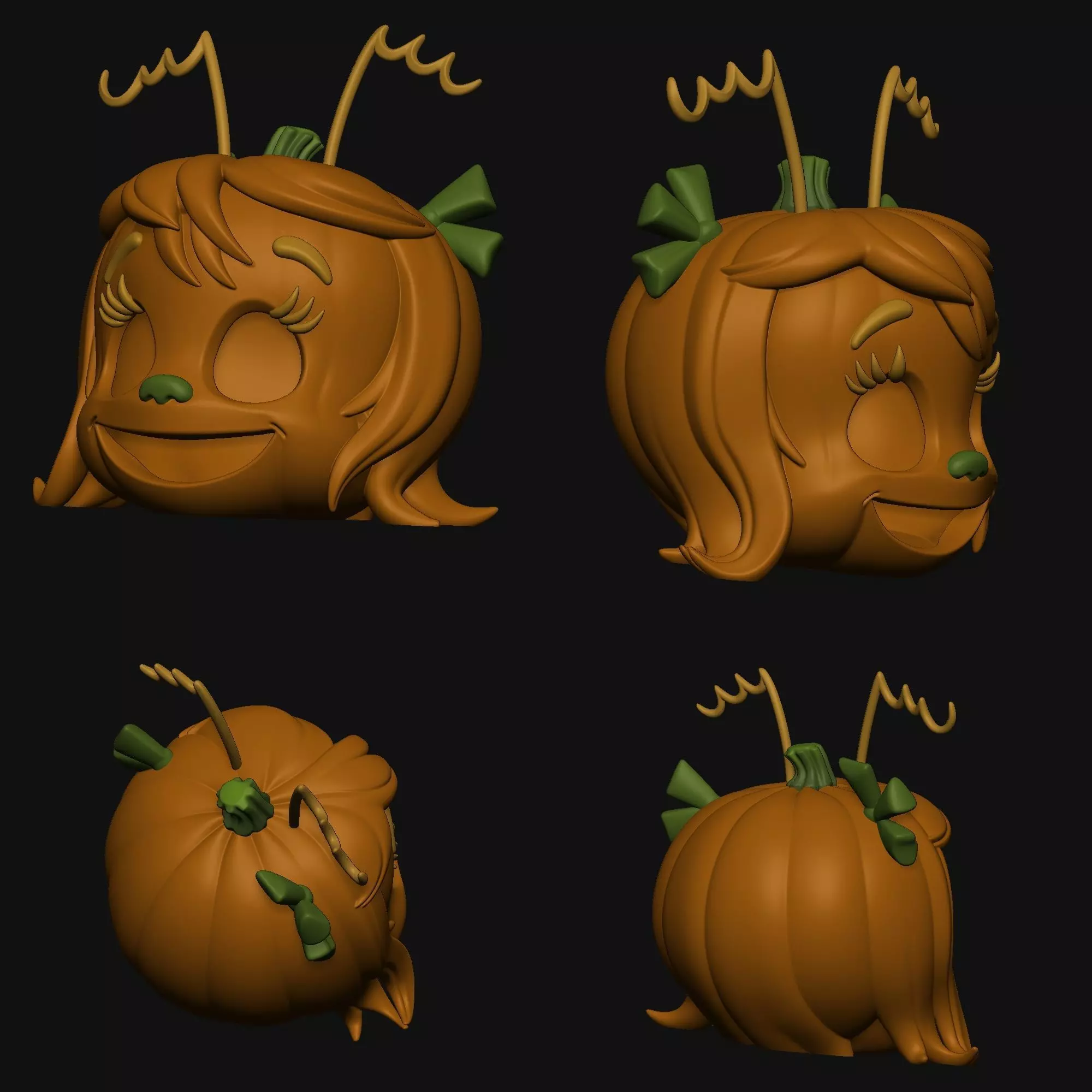 Max and Cindy Lou Who Pumpkins  3D Printable Halloween 3D Model Collection_4