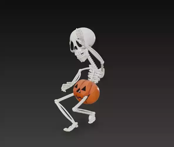 Dancing Skeleton with Pumpkin - Stylized Halloween 3D Model 3D print model