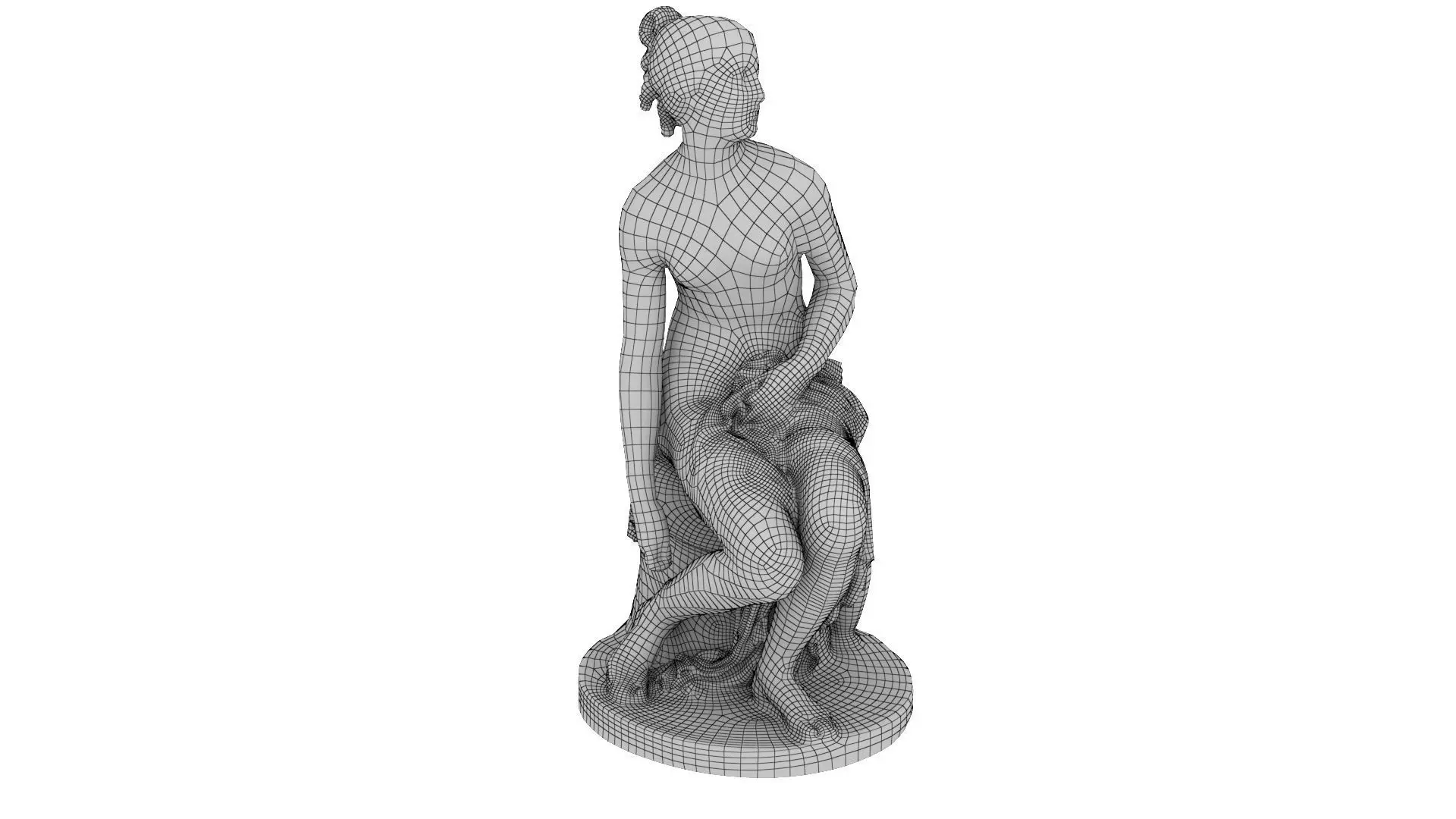 Nymph Statuette Low-poly 3D model_11