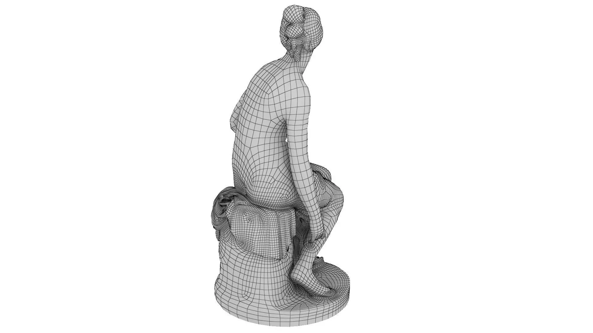 Nymph Statuette Low-poly 3D model_12