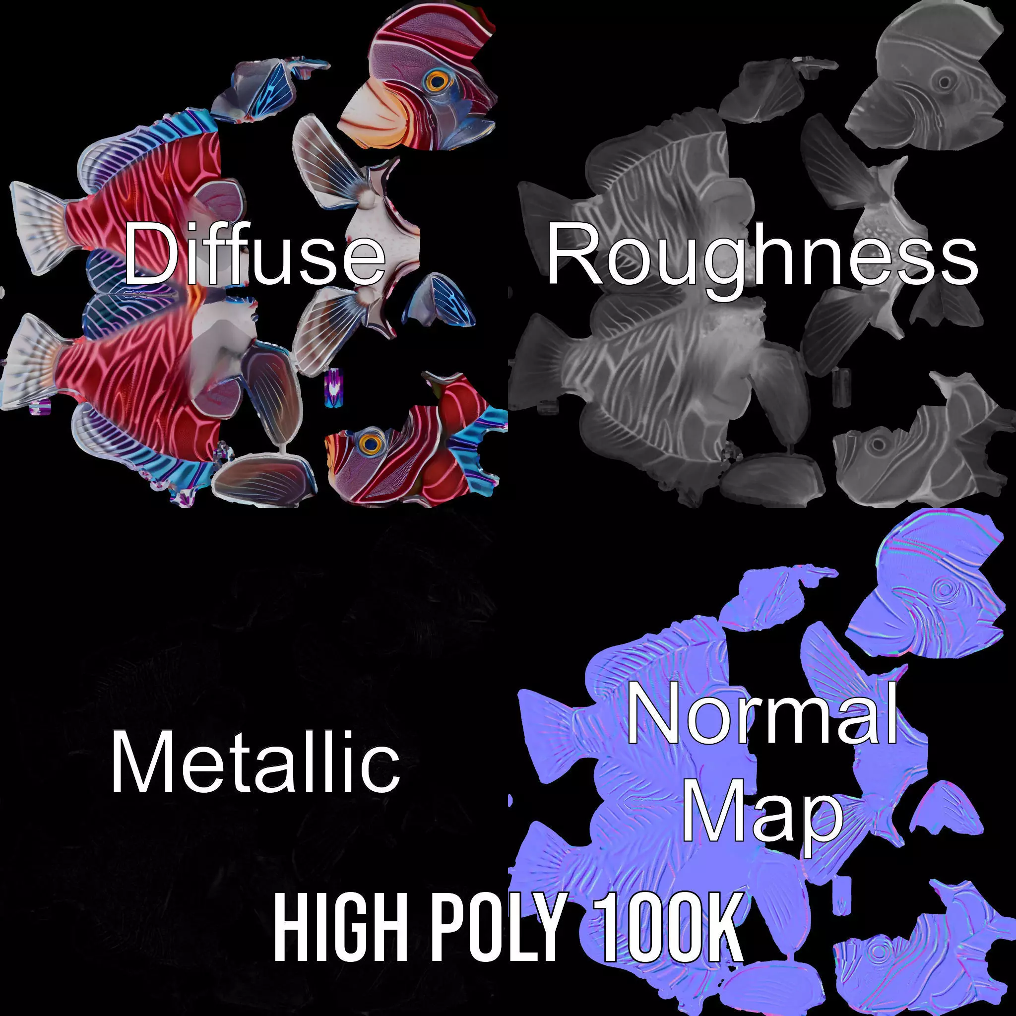 Vibrant Fish model pack Low-poly 3D model_3